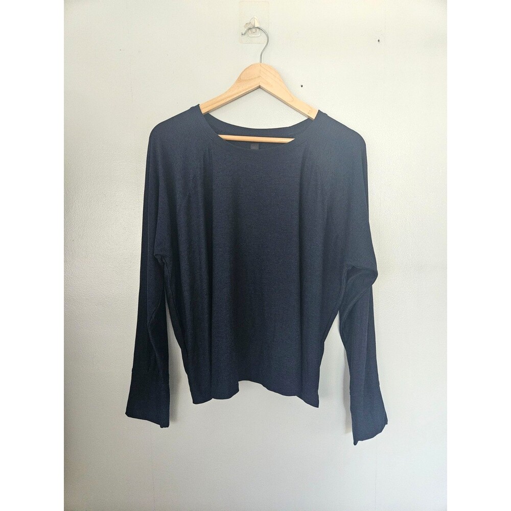 BEYOND YOGA Womens Long Sleeve Athletic Top Tee 2X Navy Blue Fitted Stretch